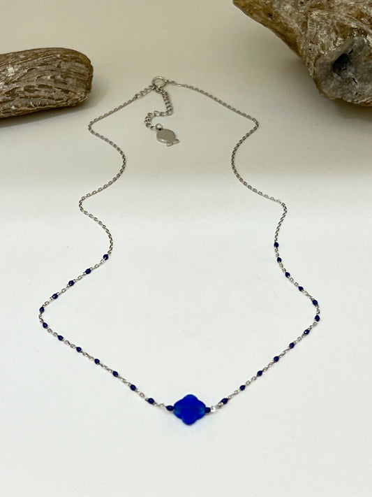 Collier Mimi trèfle argent 925 Clio Blue Fait main à paris co4180rhble