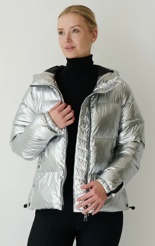 Soley metallic silver manteau duvet Eleven Elfs design Italien Soley metallic silver