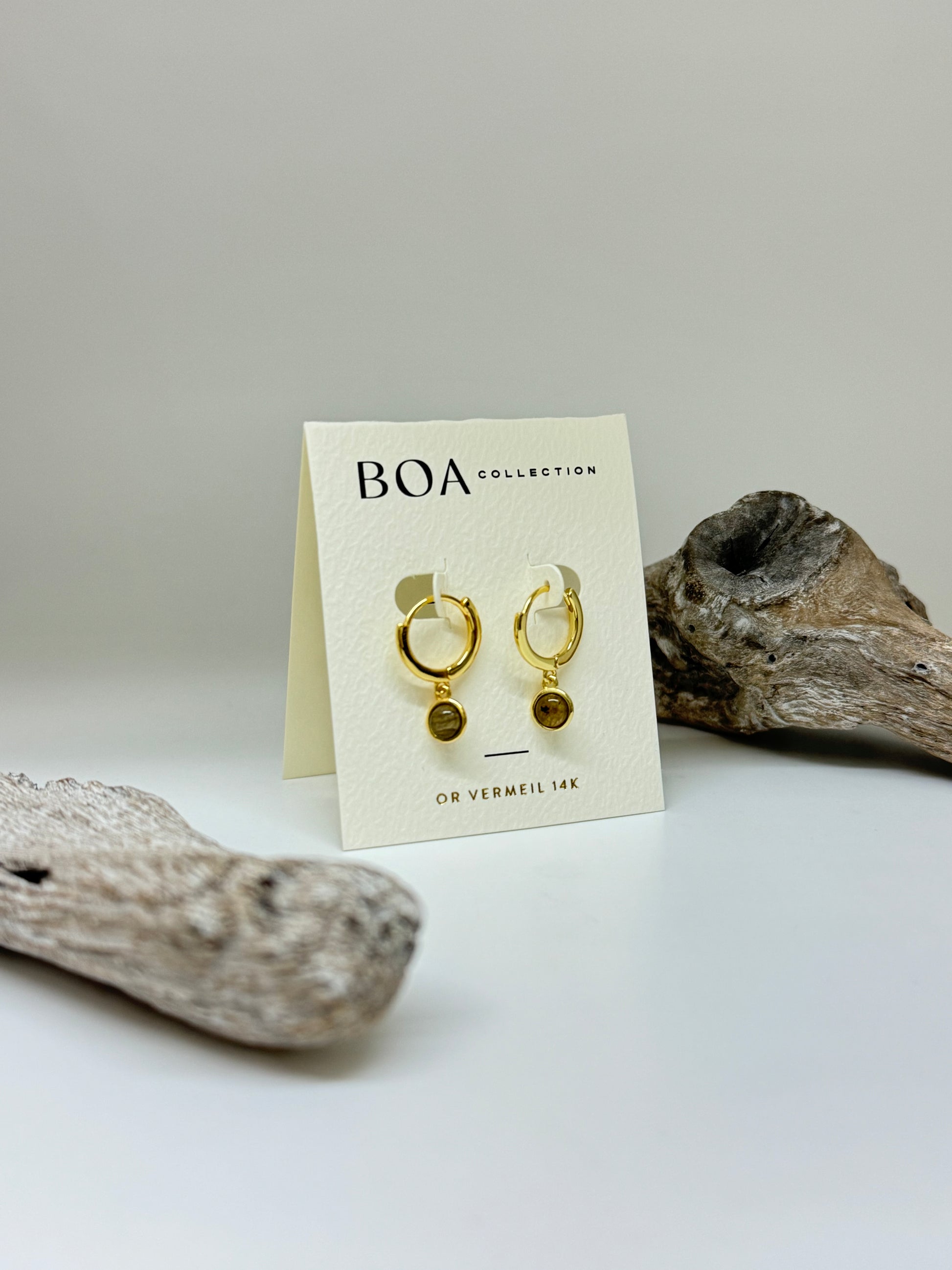 Boucles d'oreilles ROONI avec perles vermeil 14 carats Dessiné à Montréal Boa Bijoux ROONI