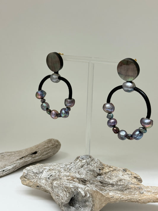 Boucles Blue Pearl, fait main en France 12-79413 Amaury Christin Nature 12-79413