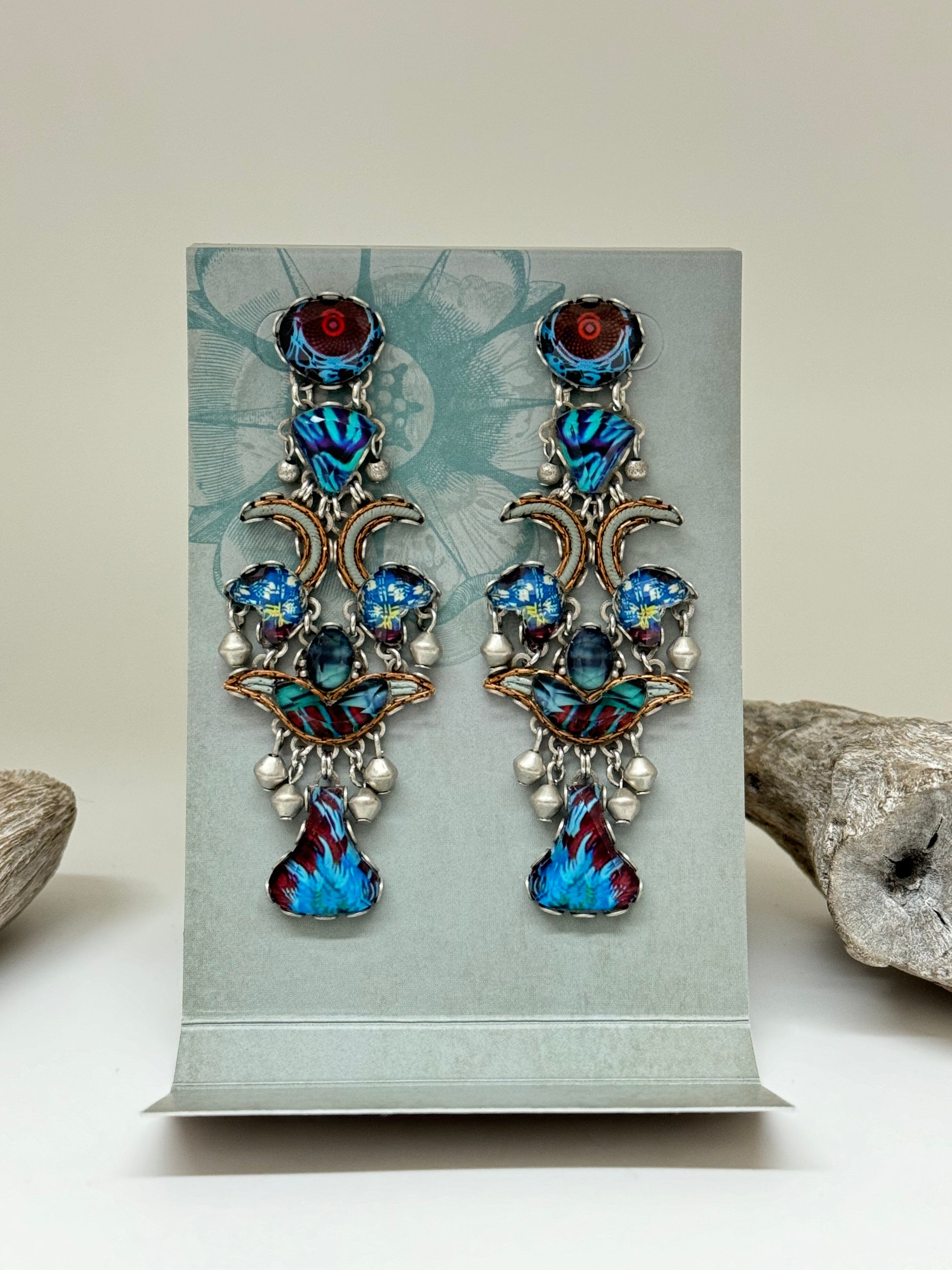 Boucles Magical Notes Trufina AyalaBar Cristaux/Métaux antiques/Verre fabriquée au Moyen Orient r2136