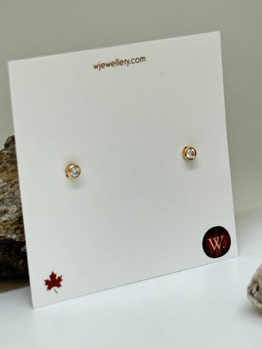 Boucles diamants Solitaire Or 14 carats recyclées Fait en Outaouais we26soli3 W Jewellery