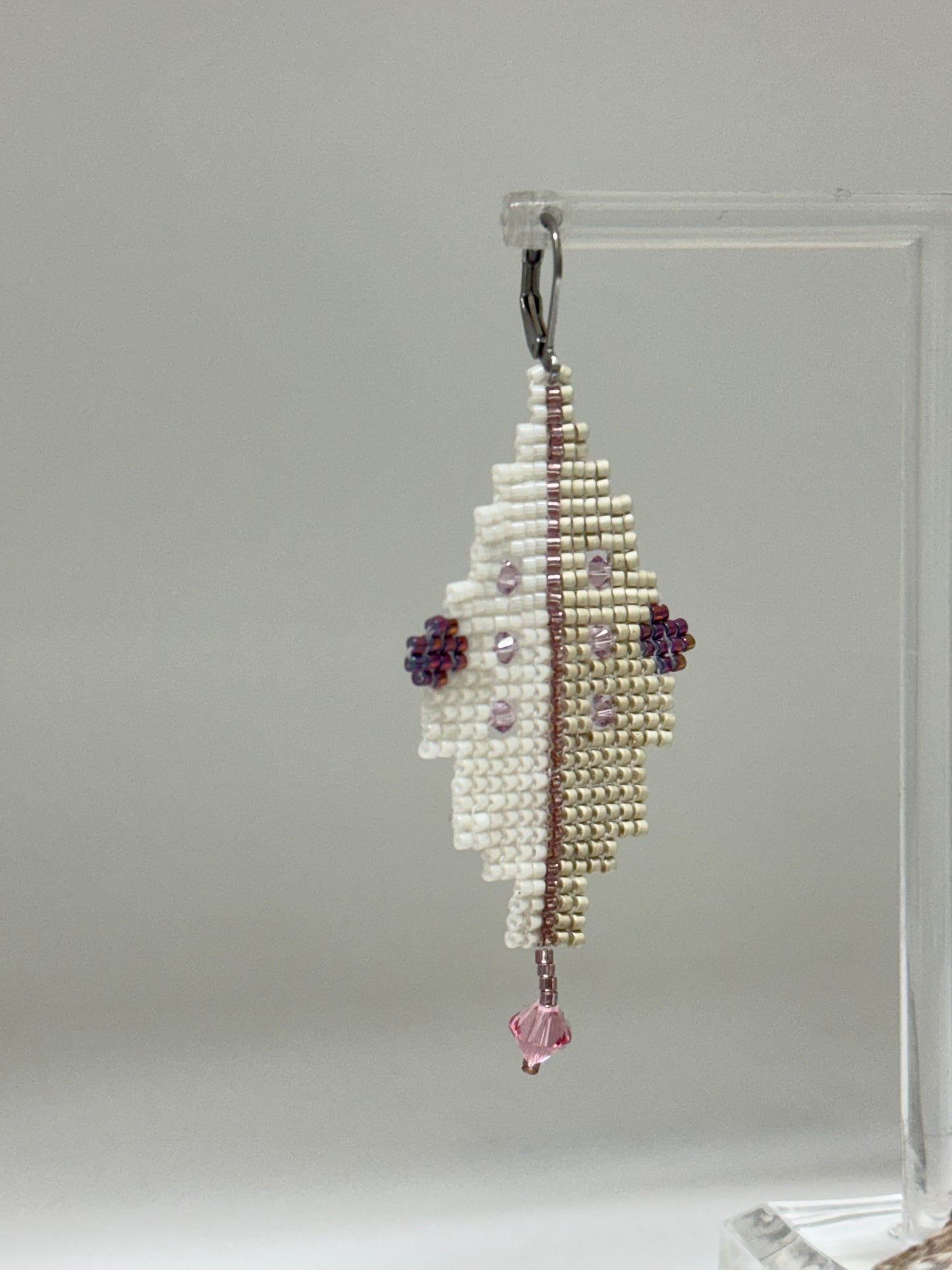 Boucles d'oreille Neige pastel Perles de Myuki fait à Montréal Hélène Gagnon Multi couleurs Myuki