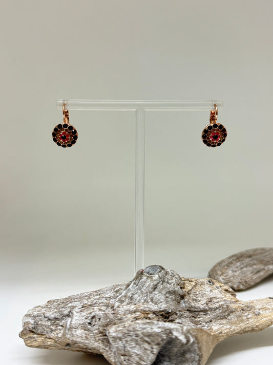 Boucles en laiton plaqué Argent avec Cristal de Swarovski rouge Mariana e-1141red