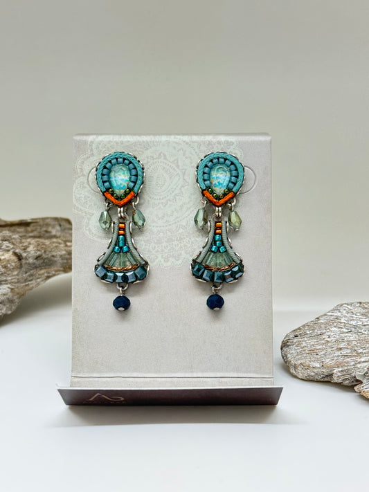 Boucles d'oreilles bleues, Moonlight, Nadia fabriquée au Moyen-Orient