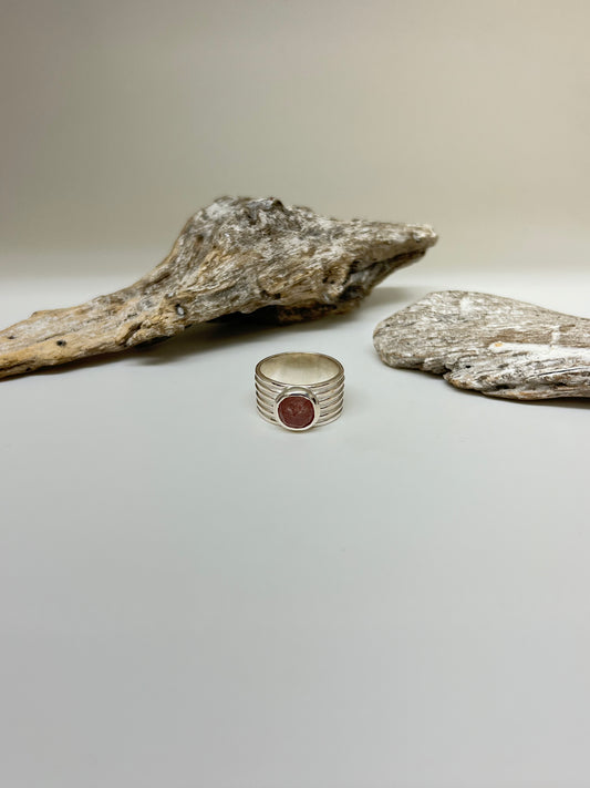 Authentique - Bague unisexe avec quartz strawberry Fait main à Montréal  Véronique Roy