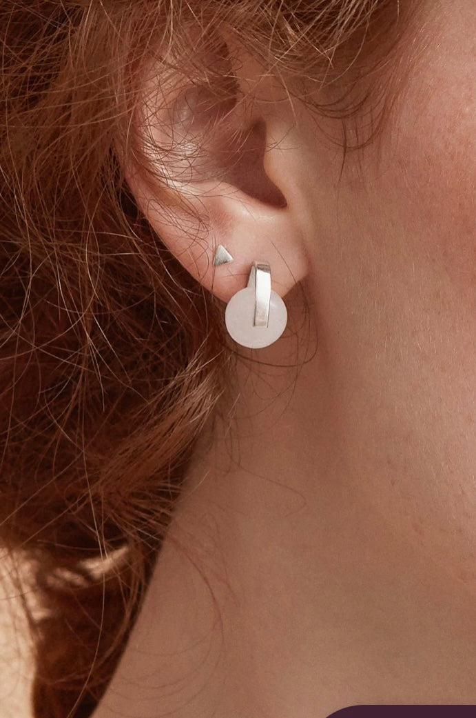 Selene, boucles d'oreilles avec Quartz rose Fait main à Montréal Véronique Roy