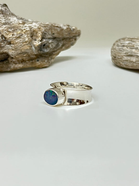 Bague Argent 925 & Opal de feu Dessiné par Carole Morand de Montréal Opal 