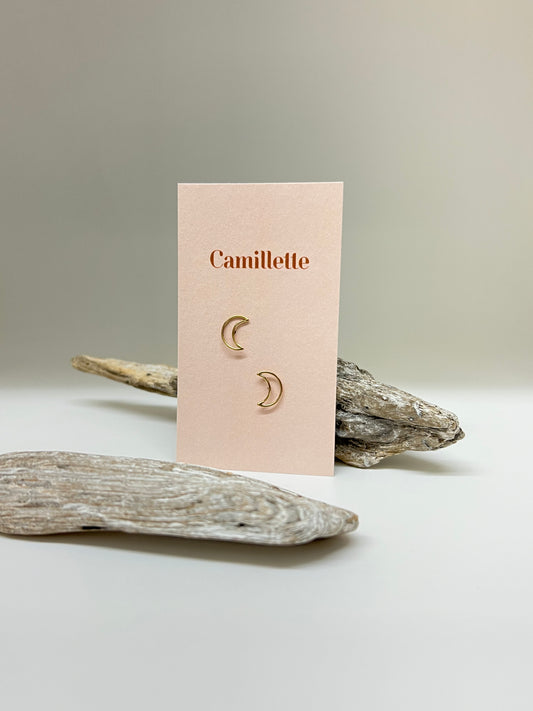 Boucle Lune Goldfill Fait à la main à Montréal Camillette C-E-YG14-SE-2 Lune Stud