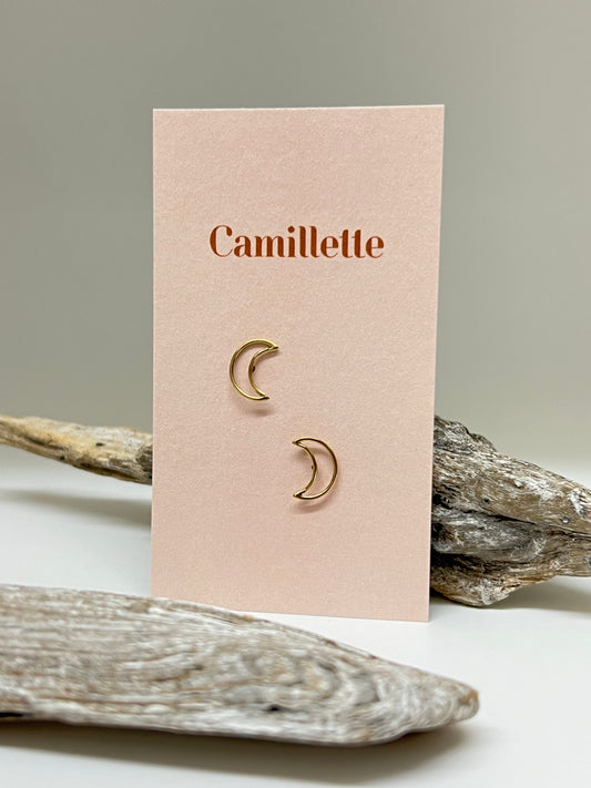 Boucle Lune Goldfill Fait à la main à Montréal Camillette C-E-YG14-SE-2 Lune Stud