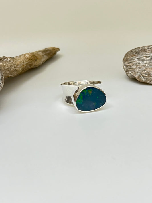 Bague Argent 925 & Opal de feu Dessiné par Carole Morand de Montréal Opal 