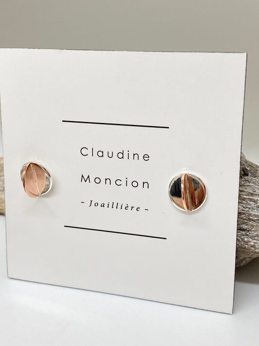 Boucle d'oreilles cuivre et argent Ea_Dem01 Claudine Moncion Montréal Ea_Dem01