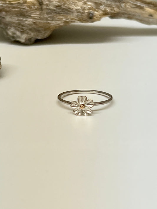 Flower spider ring Argent et Or 14 carats Fait main en Outaouais recyclé grw48925 Outaouais W Jewellery