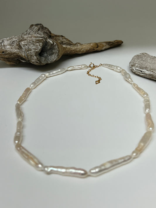 Collier de perles Biwa rectangles Fait main à Montréal COLPERBI Maksym