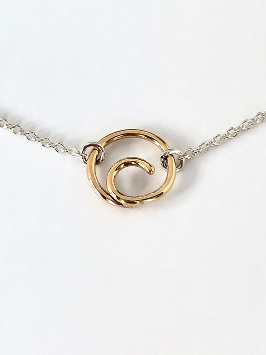 Collier Spiral Argent 925 et Or 14 carats wmns925yg Wjewellery