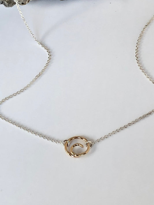 Collier Spiral Argent 925 et Or 14 carats wmns925yg Wjewellery