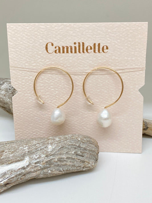 <span data-mce-fragment="1">Basic gold filled hoops Earring Pearl</span> Large Fait à la main à Montréal Anneaux basic or